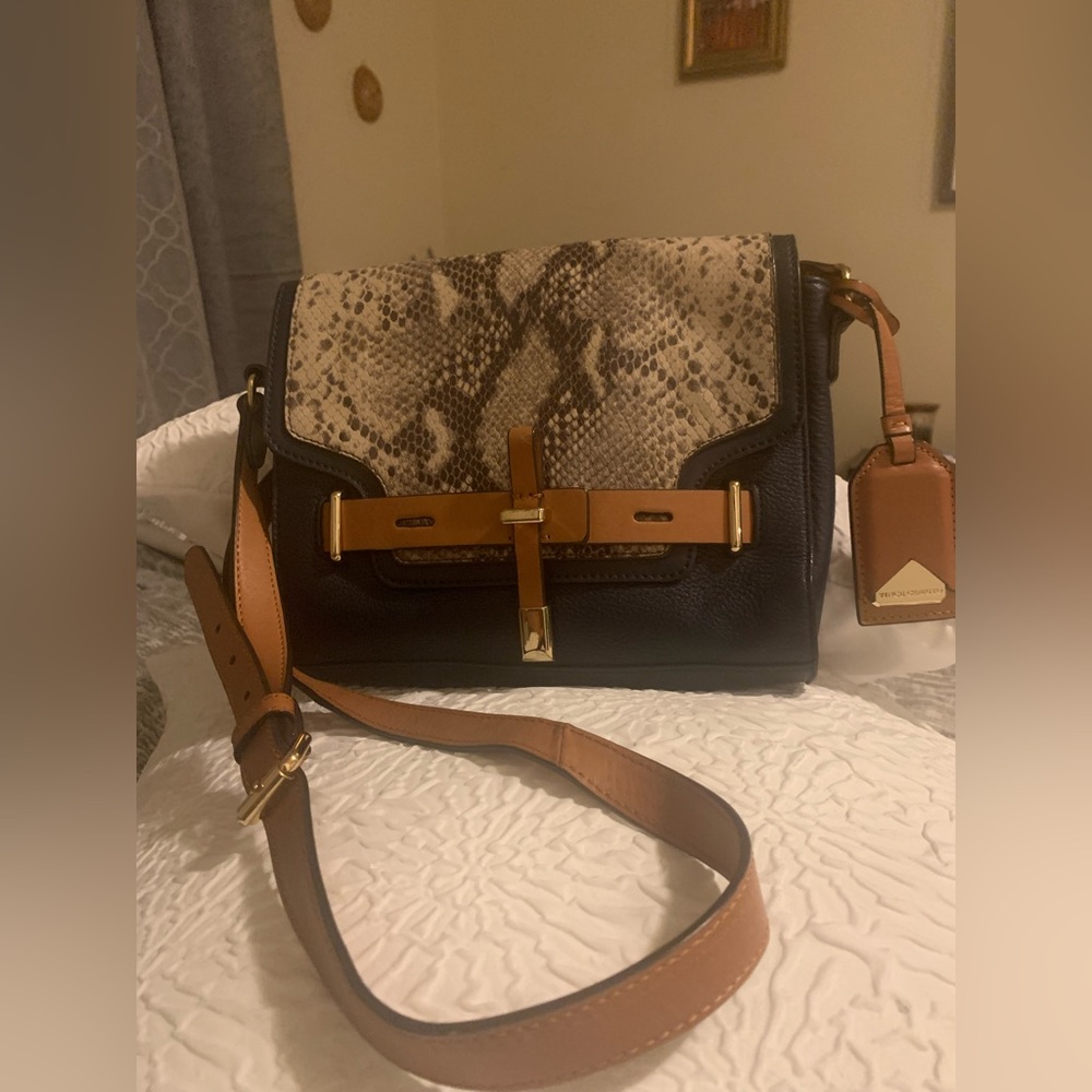Vince Camuto snake print leather bag